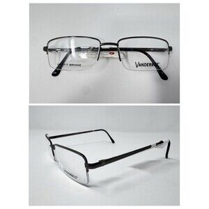Vanderbilt 557M Gunmetal Half Rim Eyeglass Frames New Old Stock 55-18-145